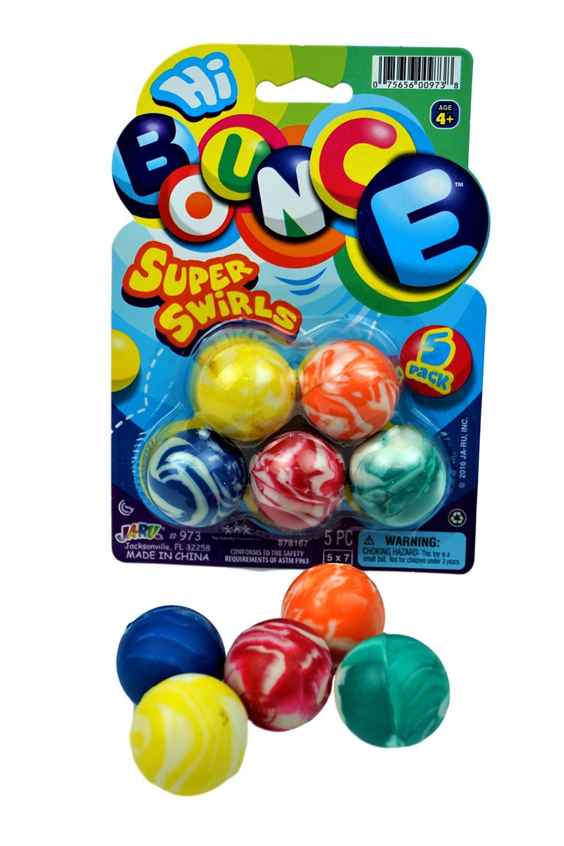 JA-RU Super Hi Bounce Balls (1 Pack, 5 Balls Each) Fidget Bouncy Ball Small Toys Party Favors for Kids Toy. Racketball Bulk Classroom Prize Premium Birthday Gift Includes Sticker 973-1p - Image 2